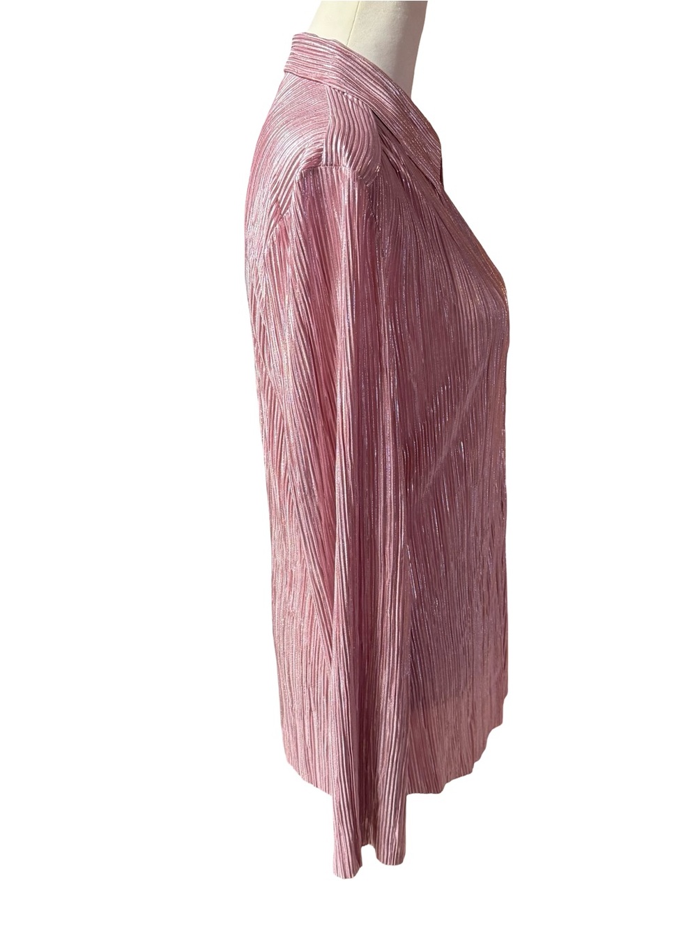 Sabina Musayev Rigel Pleated Blouse Pink Rose Metallic Shimmer Sz Small NWT New - Picture 9 of 16